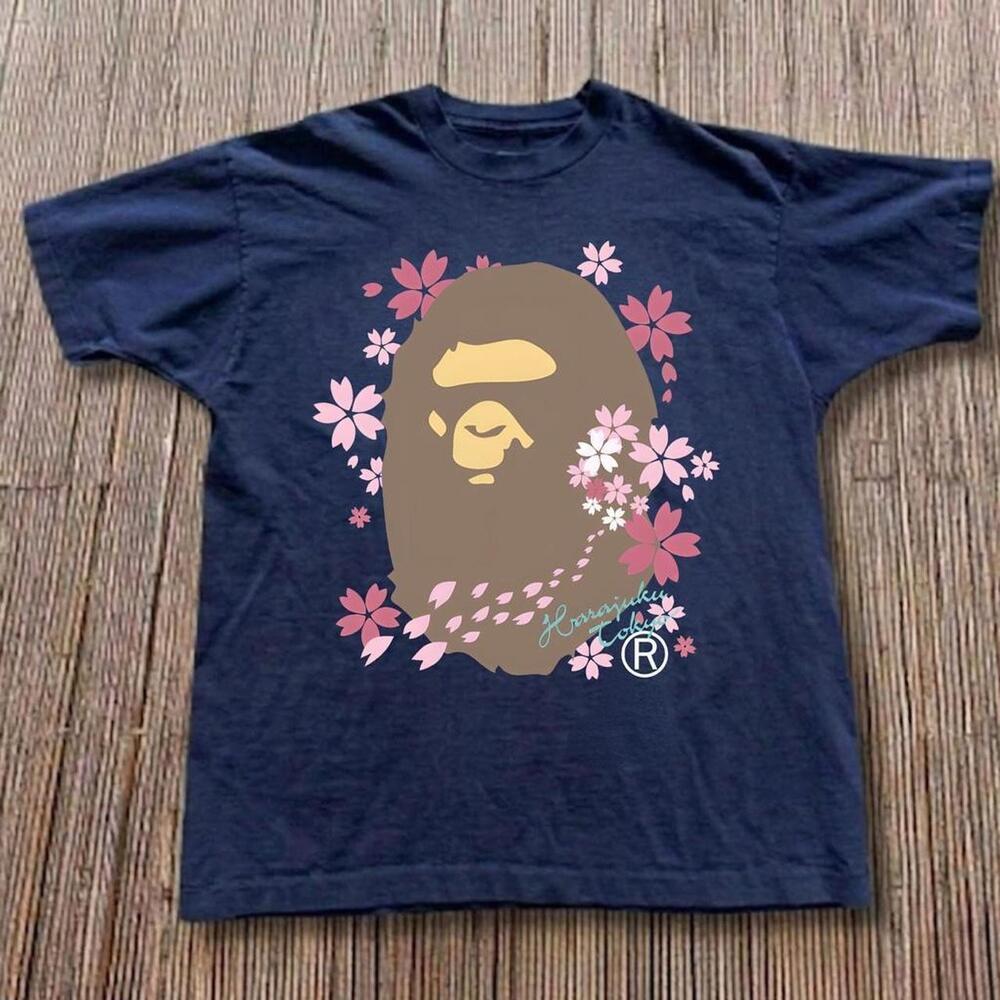 Bape Navy Blue Graphic Tee
